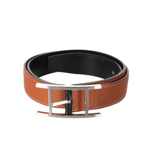 H**me5 Quentin Reversible Belt Brown Silver Metal 32Mm