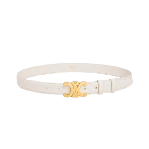 Ce1i*e Small Triomphe White Belt In Natutal Calfskin Gold Metal