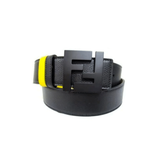 F**di Reversible Black Leather Belt Yellow 40Mm
