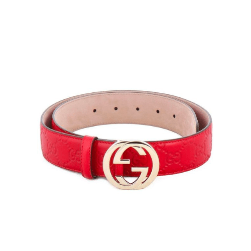 Gvc*1 Calfskin Monogram Red Belt Gold Metal 3.5Cm