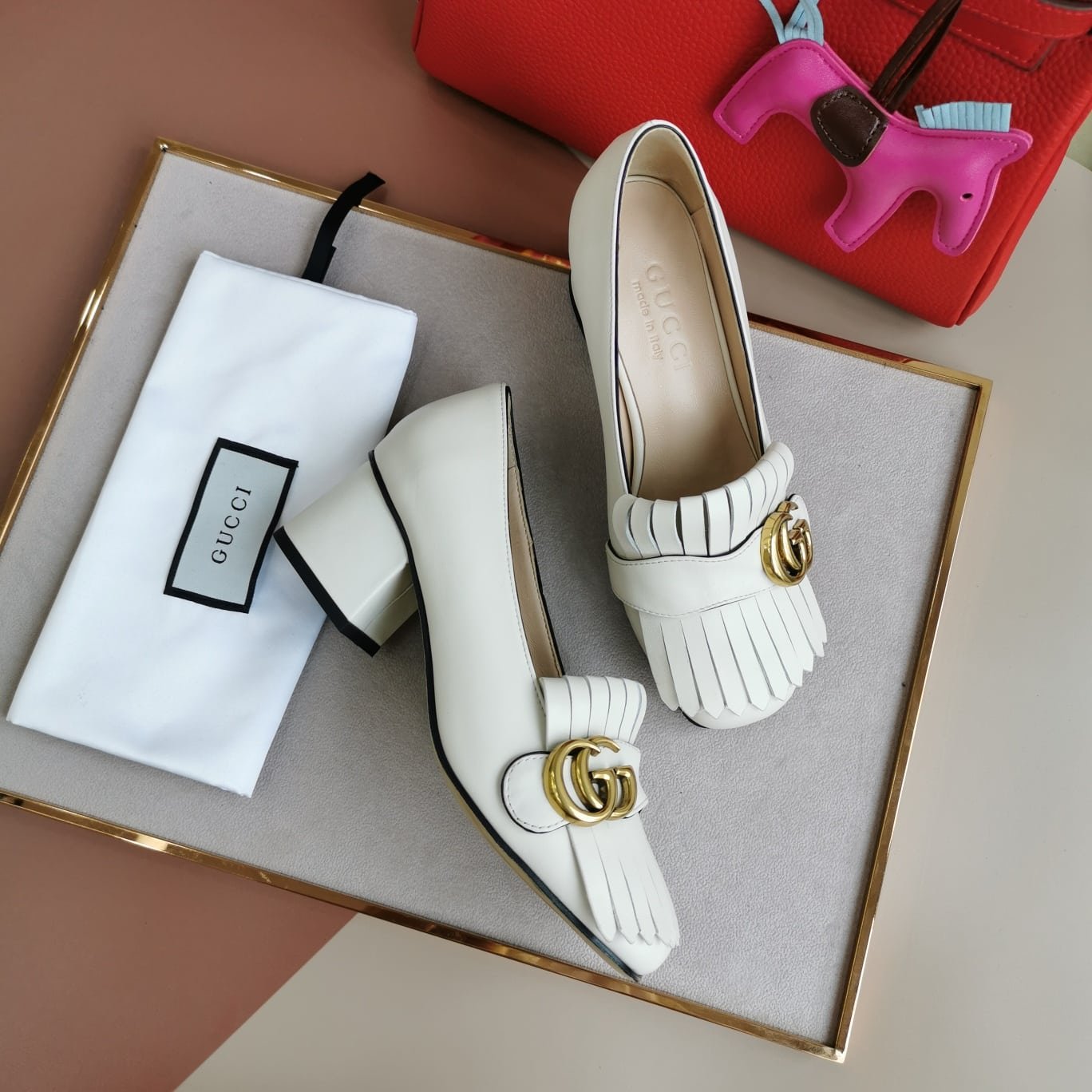Gvc*1 Mid Heel Pump Leather White 408208 C9D00 9022