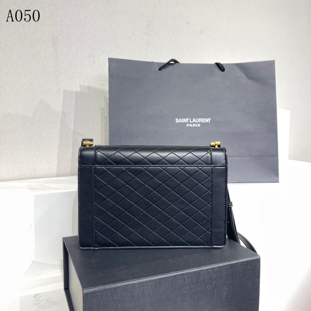 Sa1nt Lau*nt Gaby Satchel In Quilted Black Gold 26Cm 6688631El071000