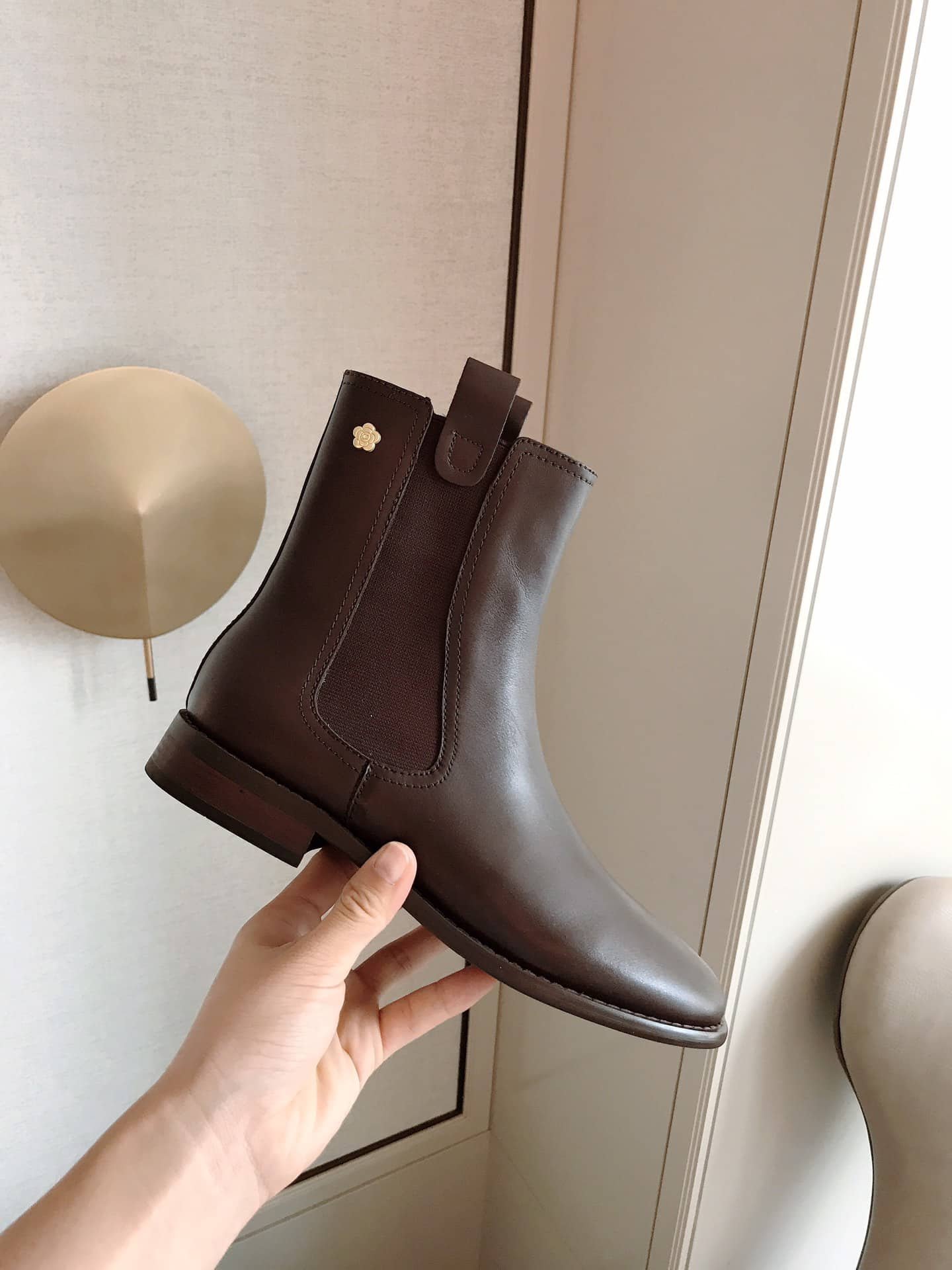 Ch**el Ankle Boots With Elastic Side Panels Brown