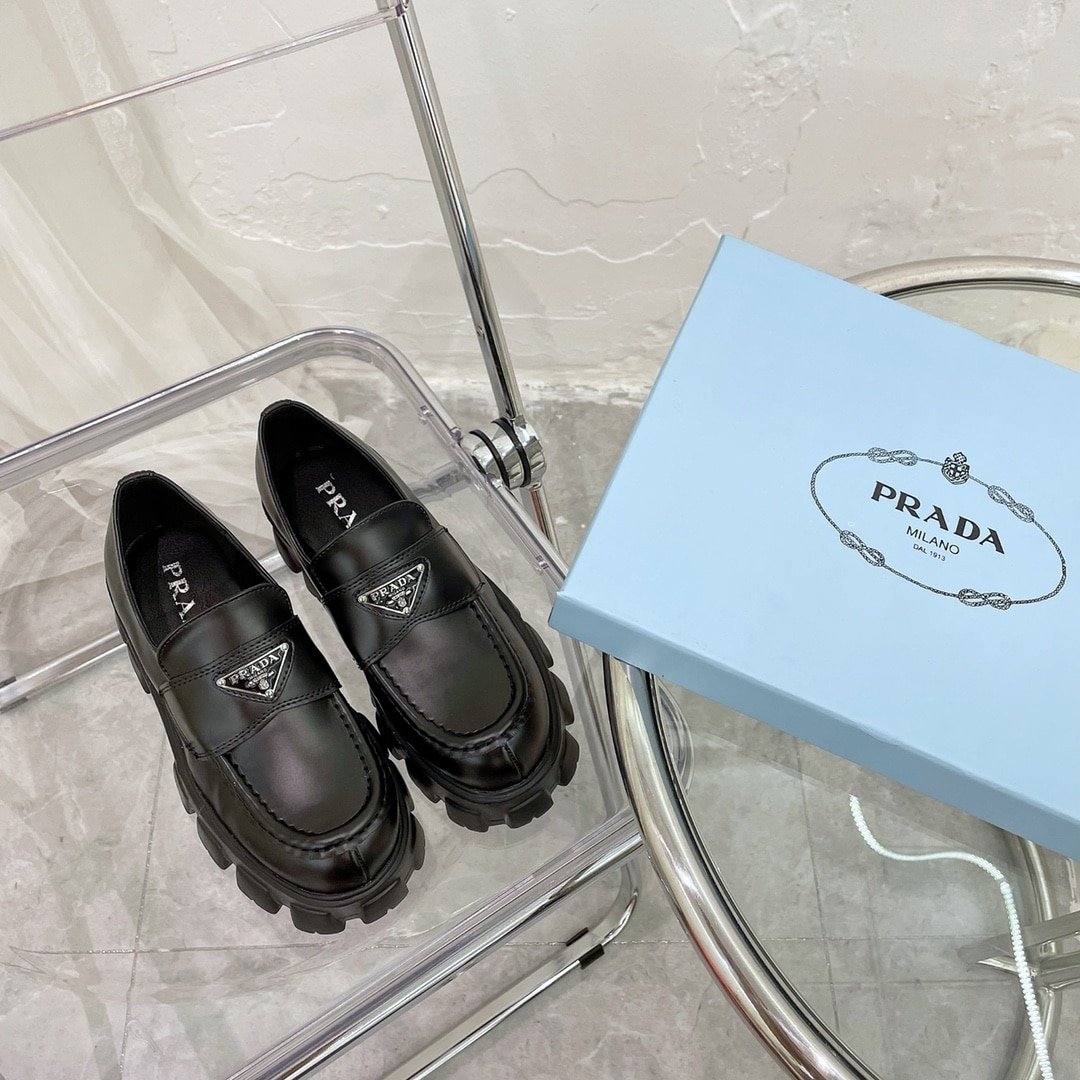 Pra*a Monolith Brushed Leather Loafers Black 2De129 B4L F0002