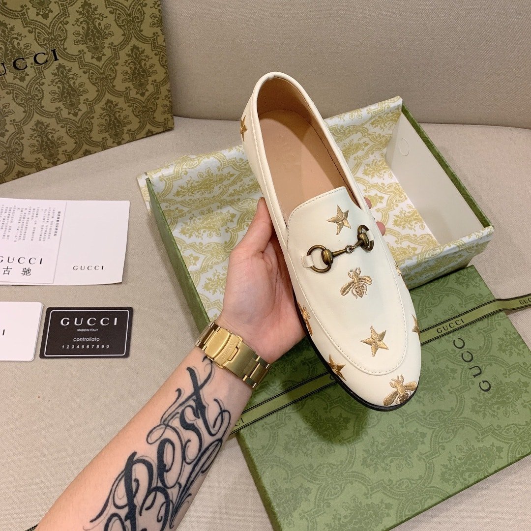 Gvc*1 Jordaan Embroidered Leather Loafer White 505281 D3V00 9022