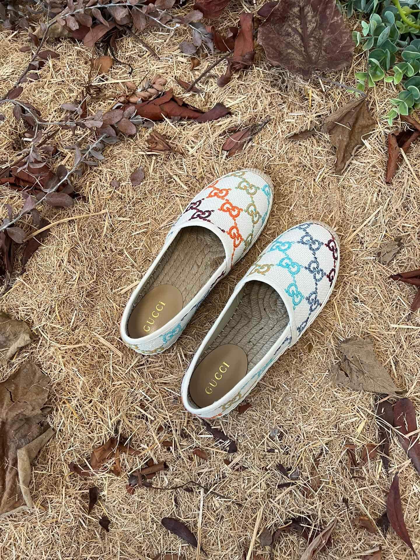 Gvc*1 Women’S Gg Espadrille Sandal Linen Canvas Platform Rubber In Multicolor 78036 Uft70 8470
