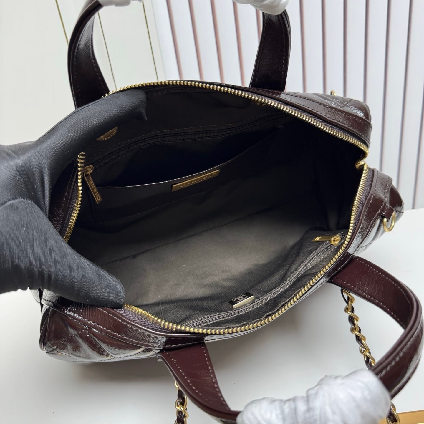 [S*per Vip 1:1] Ch**el Large Bowling Bag Dark Brown 31Cm As5579 B20674 94305