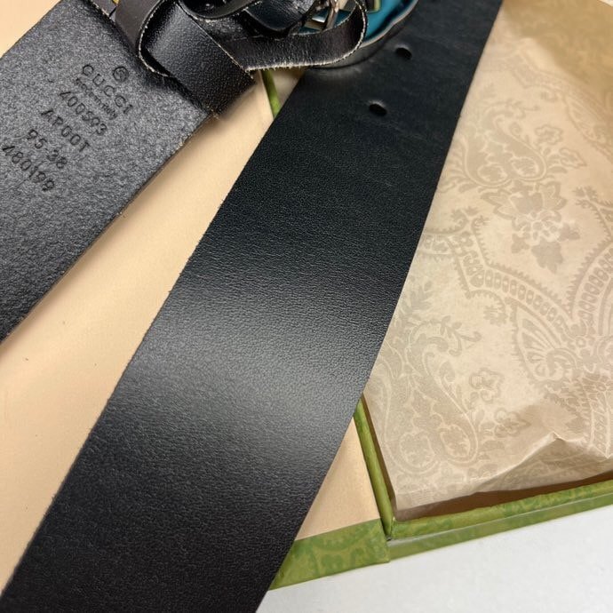 Gvc*1 Leather Belt With Gold Interlocking G 4Cm