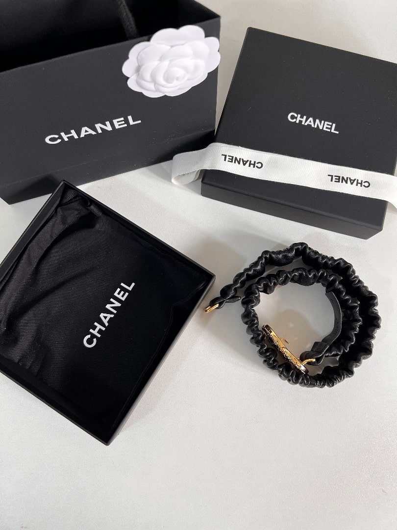 Ch**el Leather Belt With Swarovski Stone Variable 30Mm