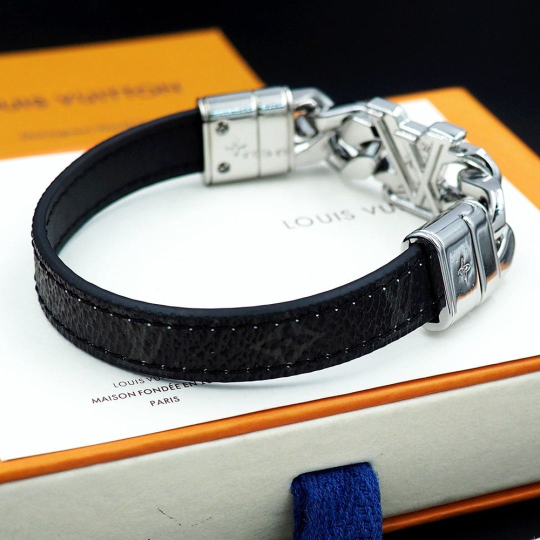 L0vis Vvtt0n Dimension Bracelet Silver Black M8828D