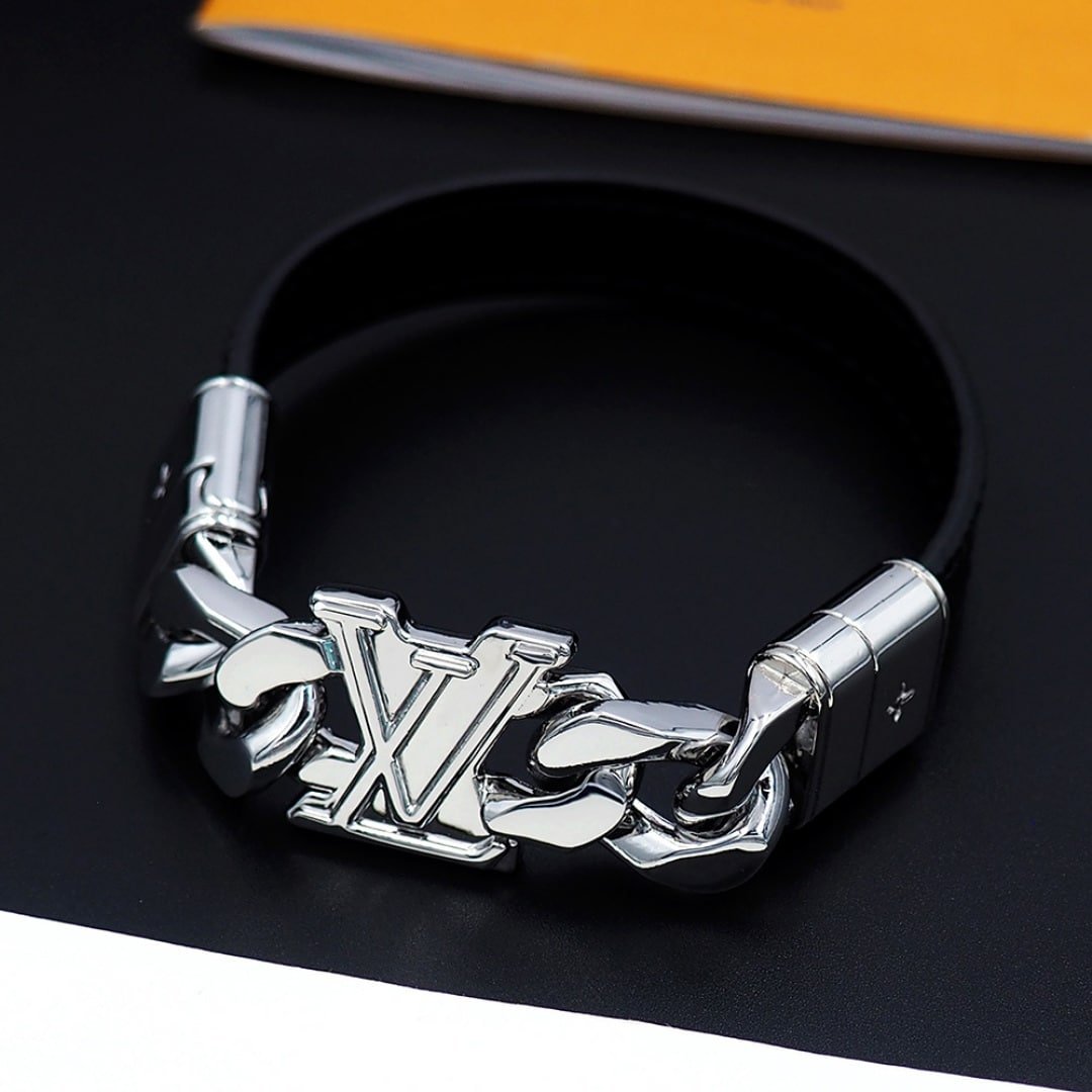 L0vis Vvtt0n Dimension Bracelet Silver Black M8828D