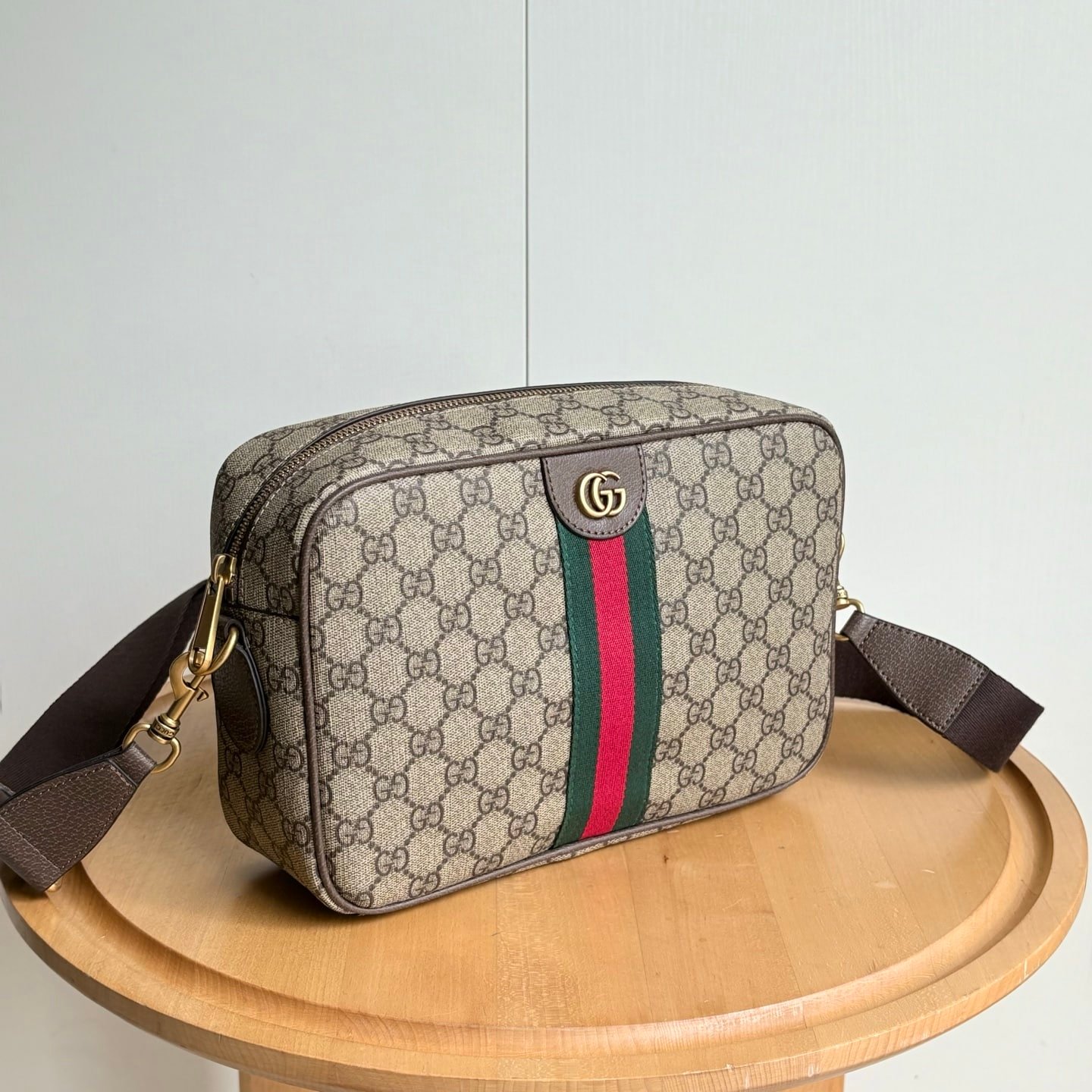Gvc*1 Ophidia Medium Crossbody Bag Beige And Dark Brown 28Cm 834468 Faeof 9745