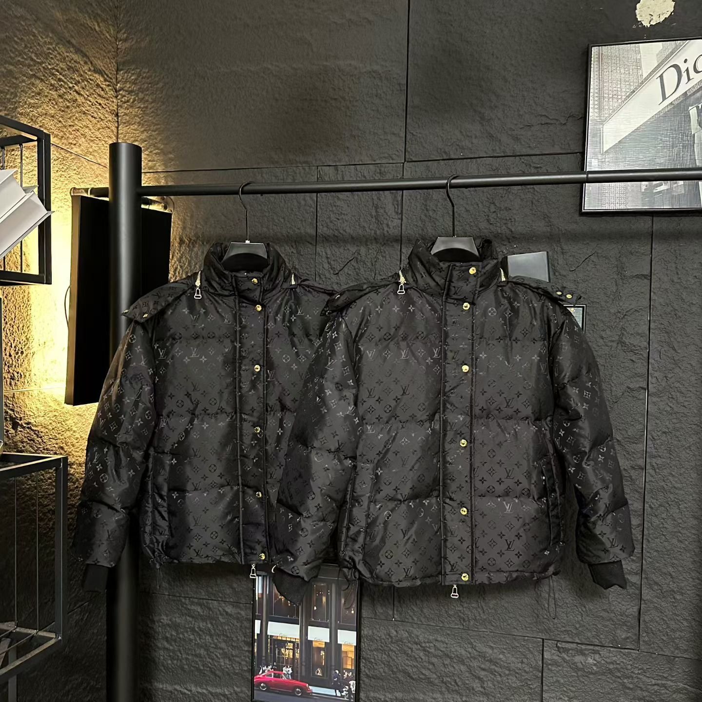 L0vis Vvtt0n Monogram Puffer Jacket Black 1Agaem