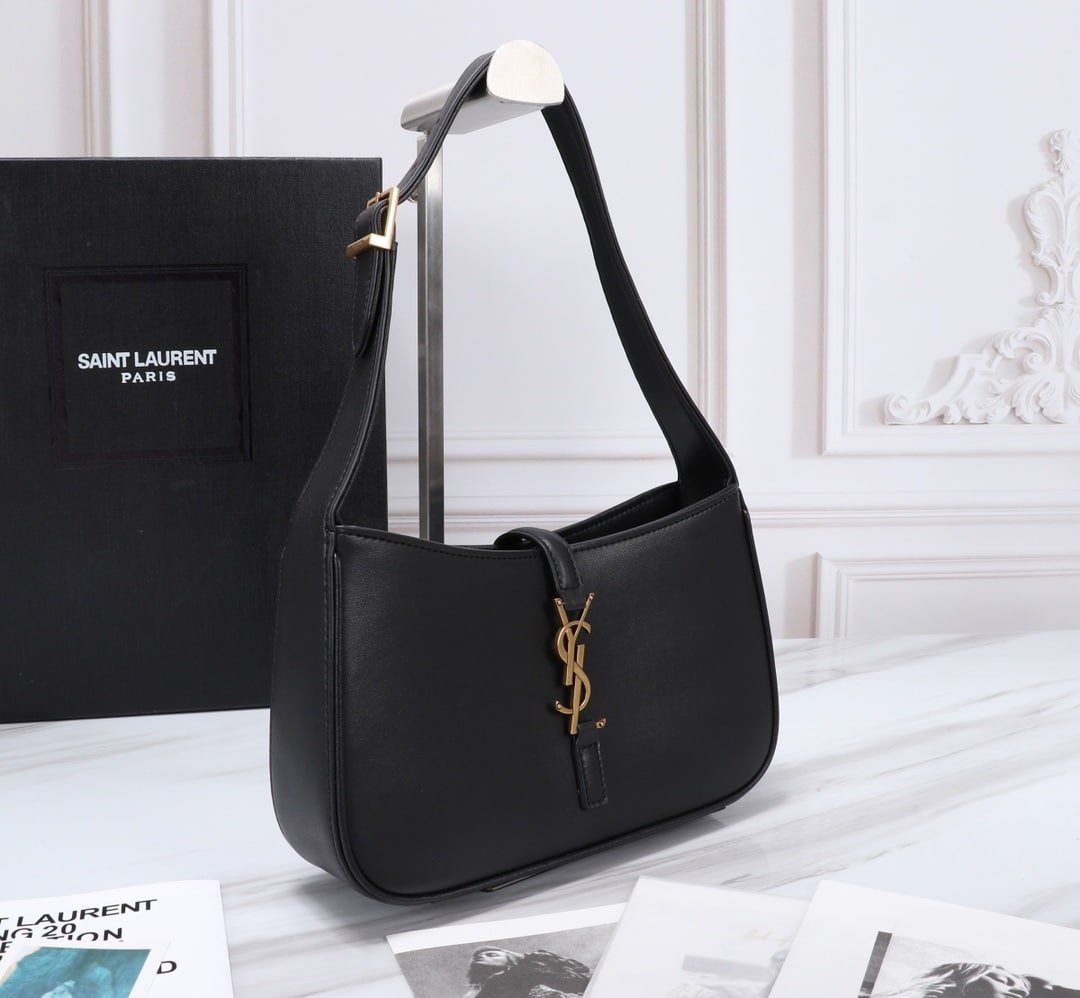 Sa1nt Lau*nt Le 5 À 7 Hobo Bag In Smooth Leather Black Gold 23Cm 6572282R20W1000