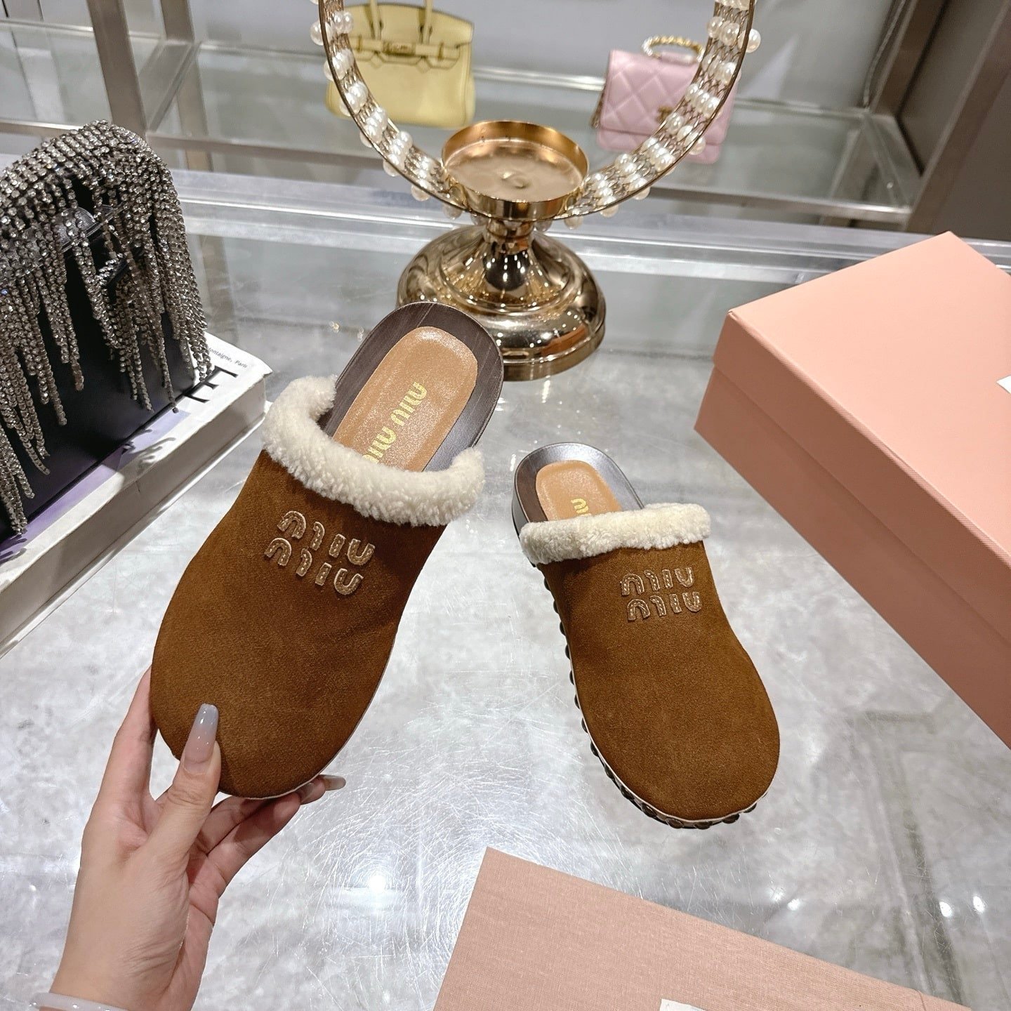 M1um1u Suede Clogs Cocoa Brown 5Z504E Z0G F0324 F Zf30