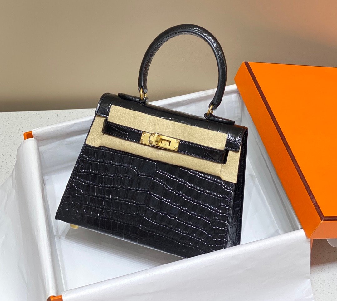 H**me5 Mini Kelly K20 Gold-Toned Hardware Black 20Cm