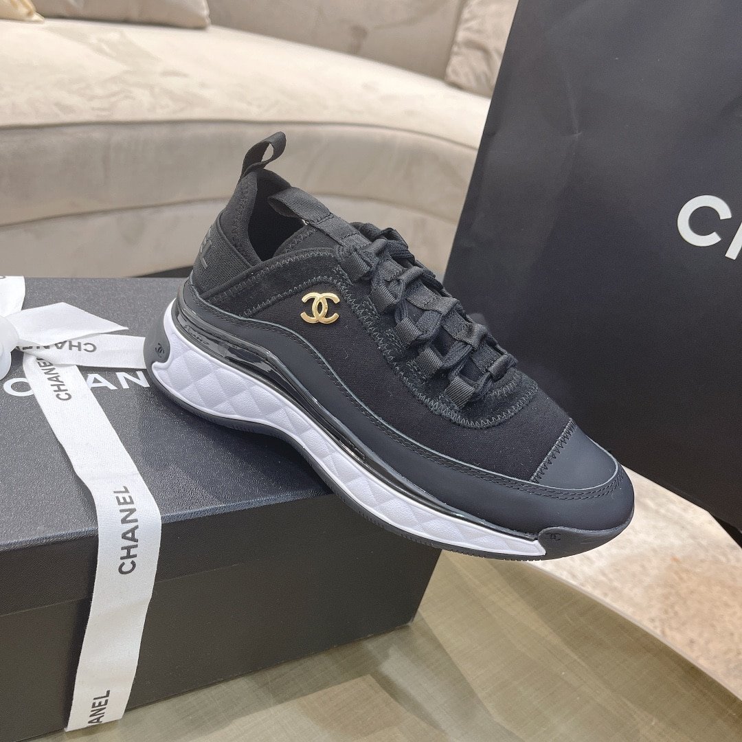 Ch**el Logo Low Top Trainer Sneakers Black G35617 Y53646 94305