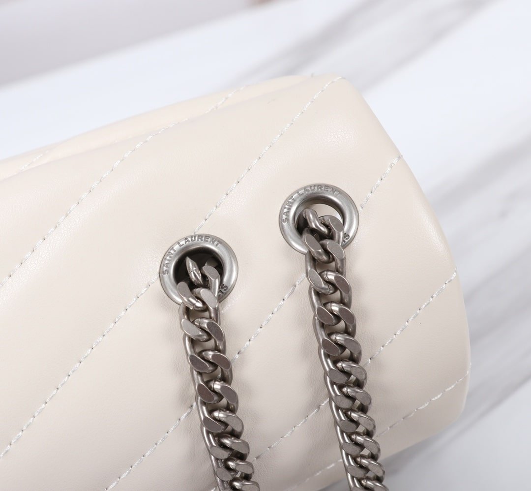 Sa1nt Lau*nt Loulou Small Chain Bag In Matelassé Y Leather White Silver 23Cm 494699Dv7269207