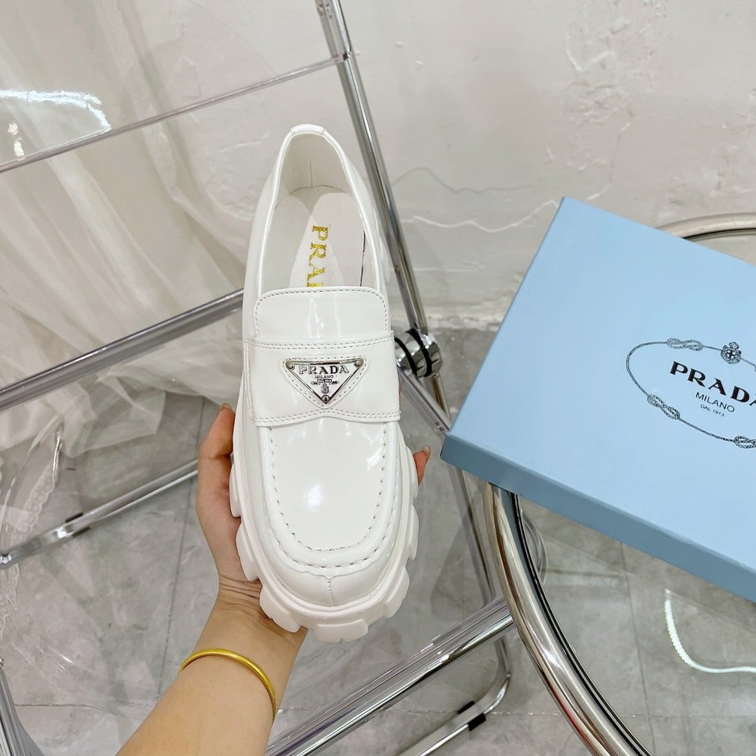 Pra*a Monolith Brushed Leather Loafers White 2De129 B4L F0009