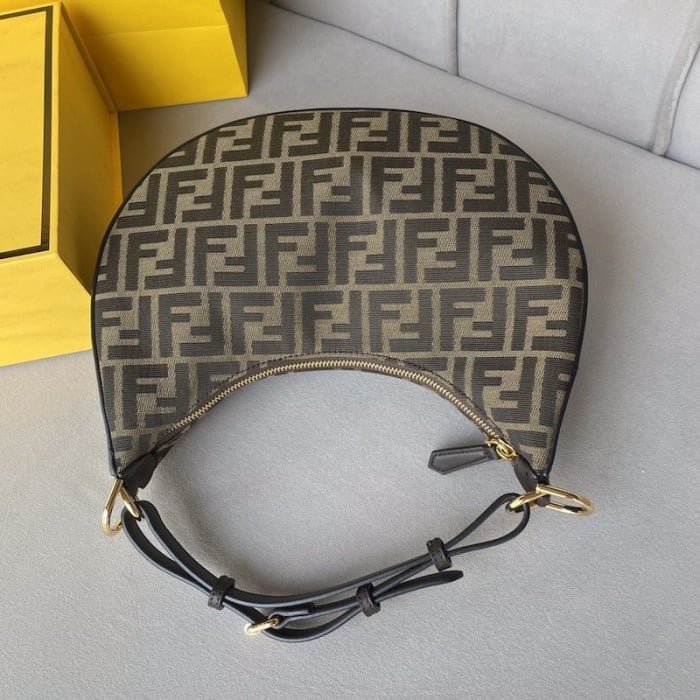 F**digraphy Small Vintage Gold Metal Leather Bag 28Cm