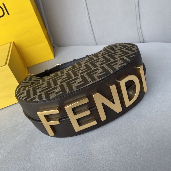 F**digraphy Small Vintage Gold Metal Leather Bag 28Cm
