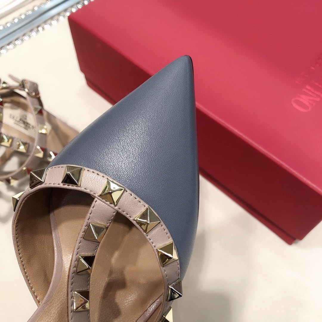 Va1e*ntin0 Rockstud Caged Blue Pump 65Mm Ww2S0375 Vodlq7