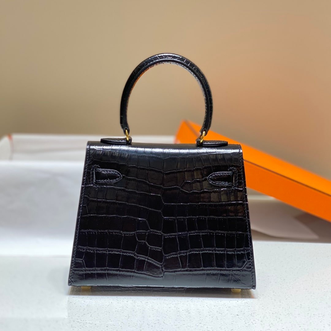 H**me5 Mini Kelly K20 Gold-Toned Hardware Black 20Cm