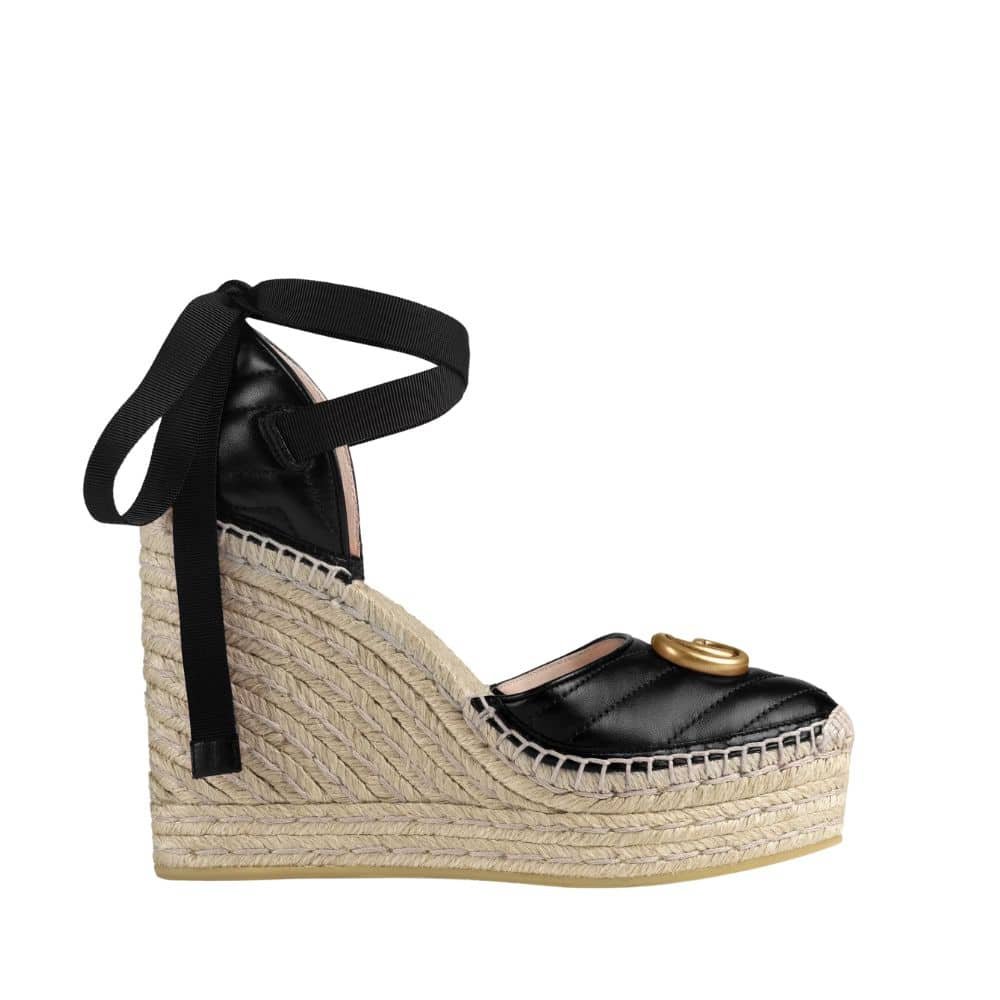 Gvc*1 Leather Platform Espadrille Black 573023 Btmo0 1000