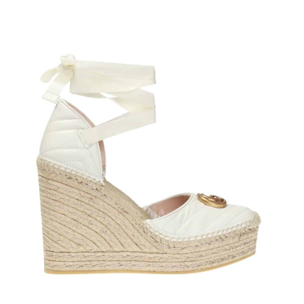 Gvc*1 Leather Platform Espadrille White