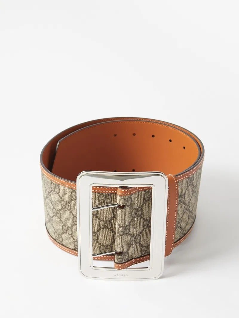 Gvc*1 Lunar New Year Gg Wide Belt Beige And Ebony ‎718505 Fabfb 9871
