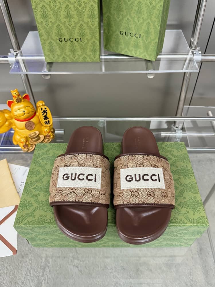 Gvc*1 Gg Horizontal Strap Sandals With Tag In Brown