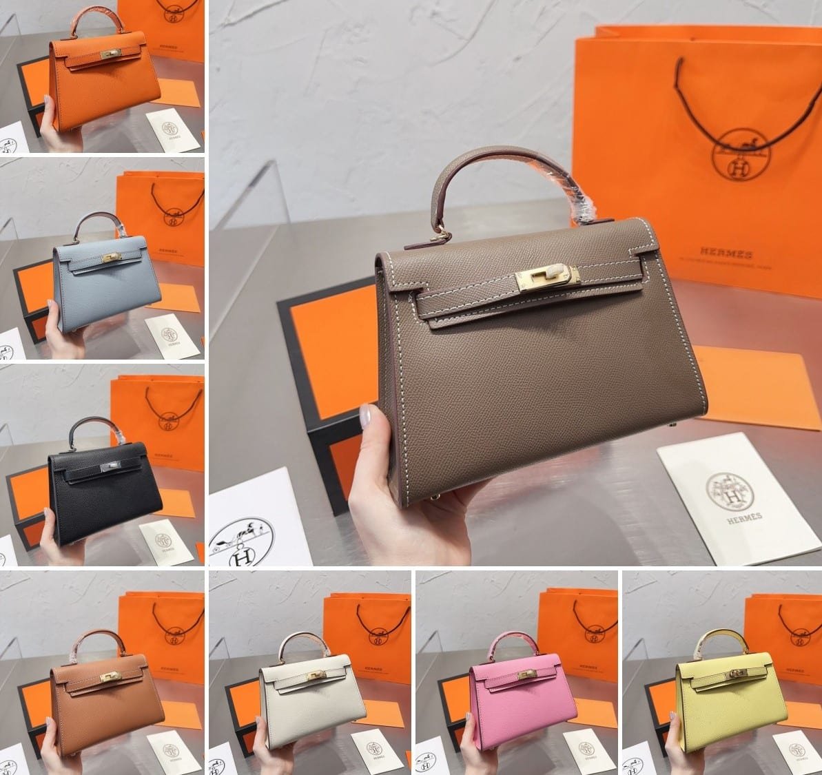 H**me5 Mini Kelly Bag Silver Hardware Black 20Cm