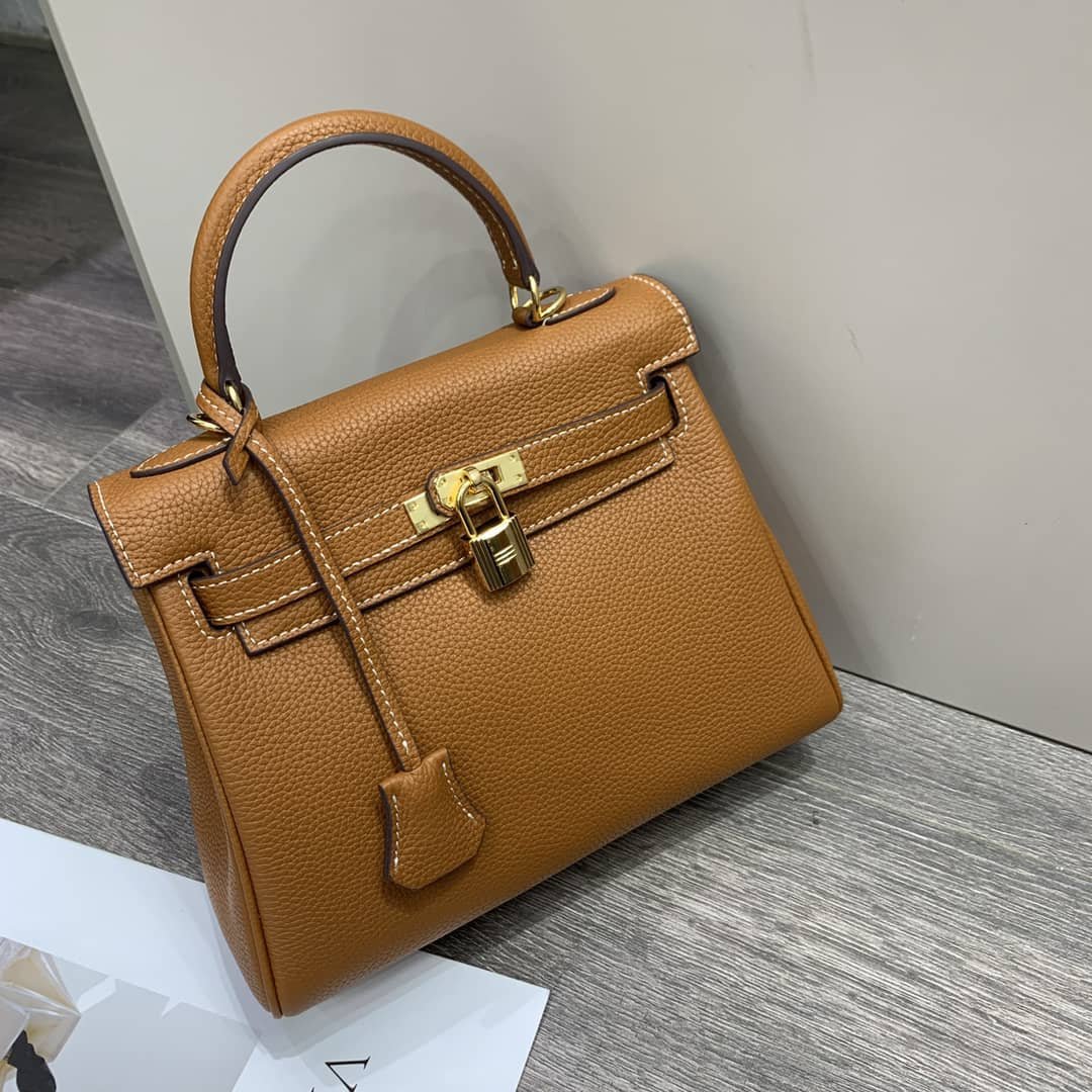 H**me5 Kelly 25Cm Brown Gold Hardware 25Cm