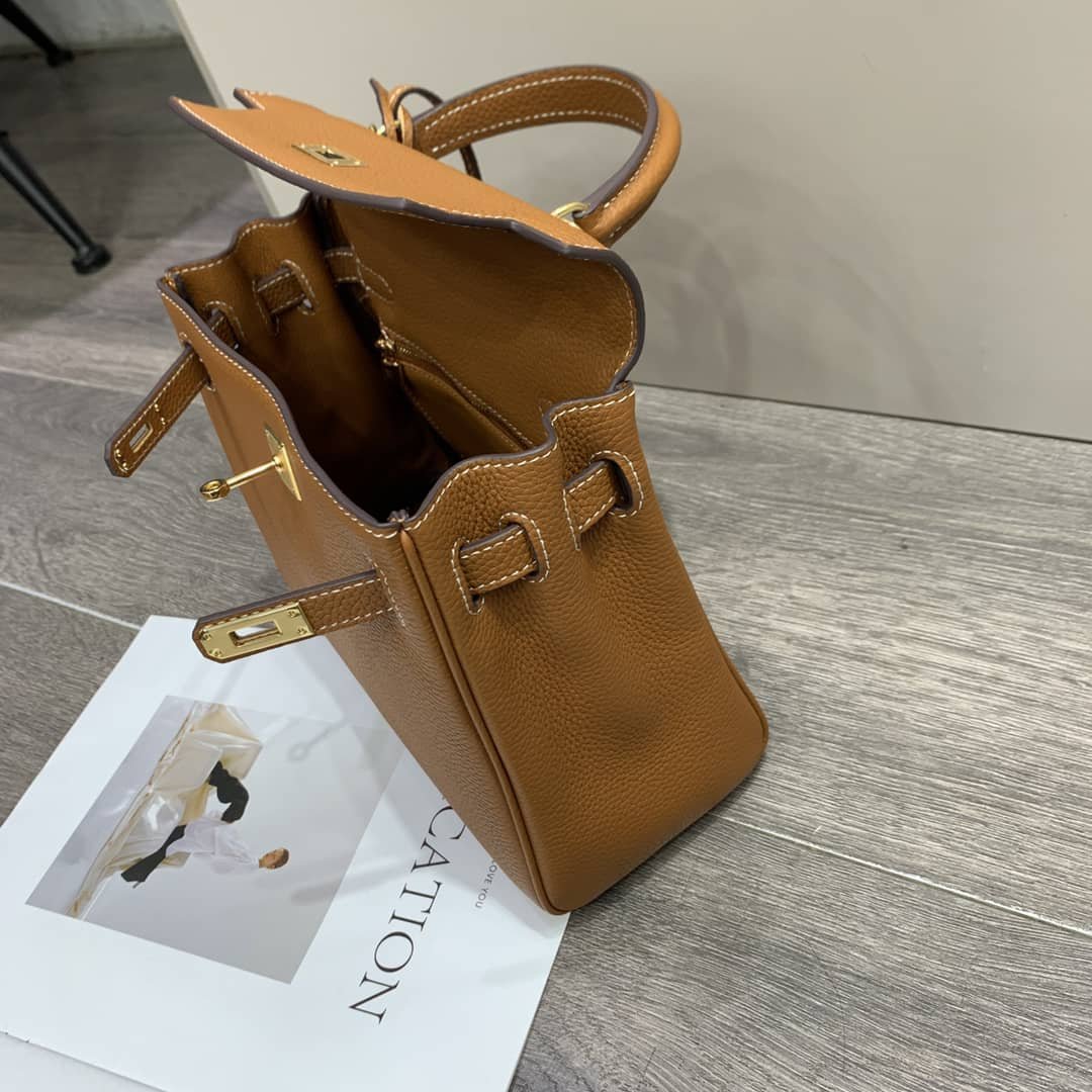 H**me5 Kelly 25Cm Brown Gold Hardware 25Cm
