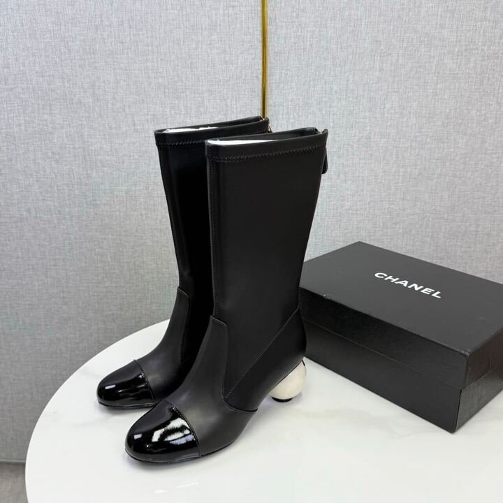 [S*per Vip 1:1] Ch**el Mid Boots Smooth Leather Black G46776 B22203 94305