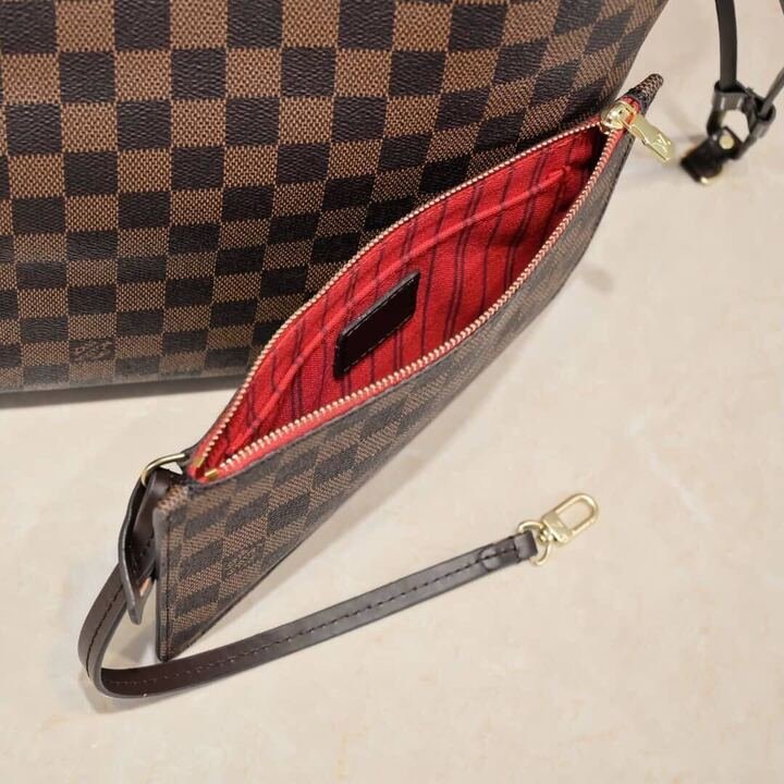 L0vis Vvtt0n Neverfull MM Damier Ebene Cerise Red And Brown 32Cm N40599