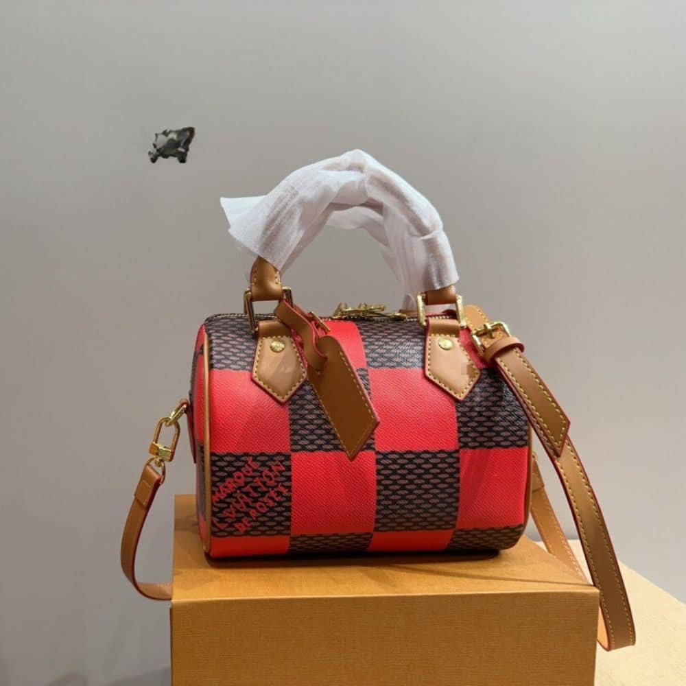 L0vis Vvtt0n Speedy Bandoulière 20 Damier Red And Black 20Cm