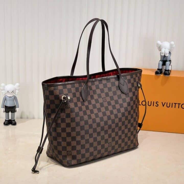 L0vis Vvtt0n Neverfull MM Damier Ebene Cerise Red And Brown 32Cm N40599