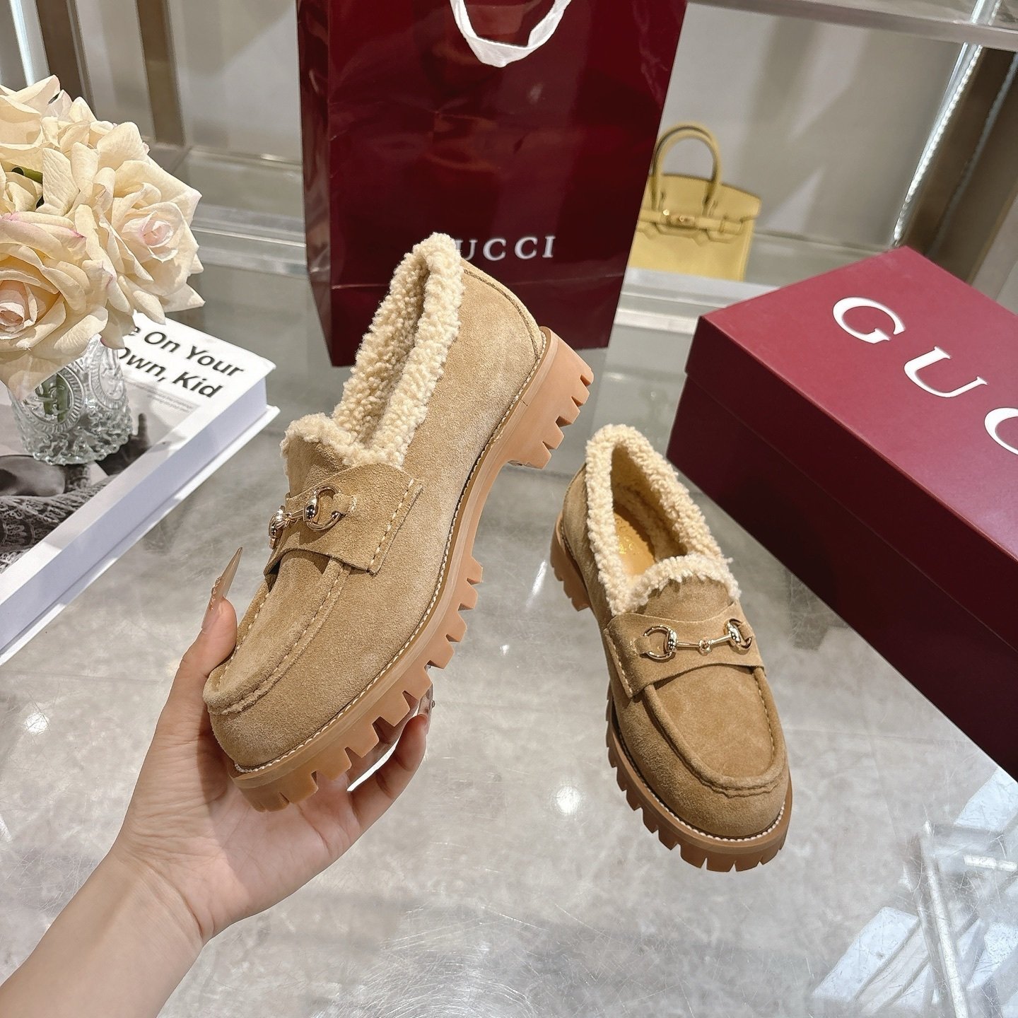 Gvc*1 Women Loafer With Horsebit Beige 836060 Aaa5U 9556