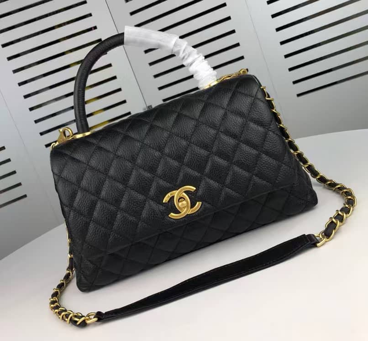 Ch**el Medium Coco Handle Bag Black 26Cm