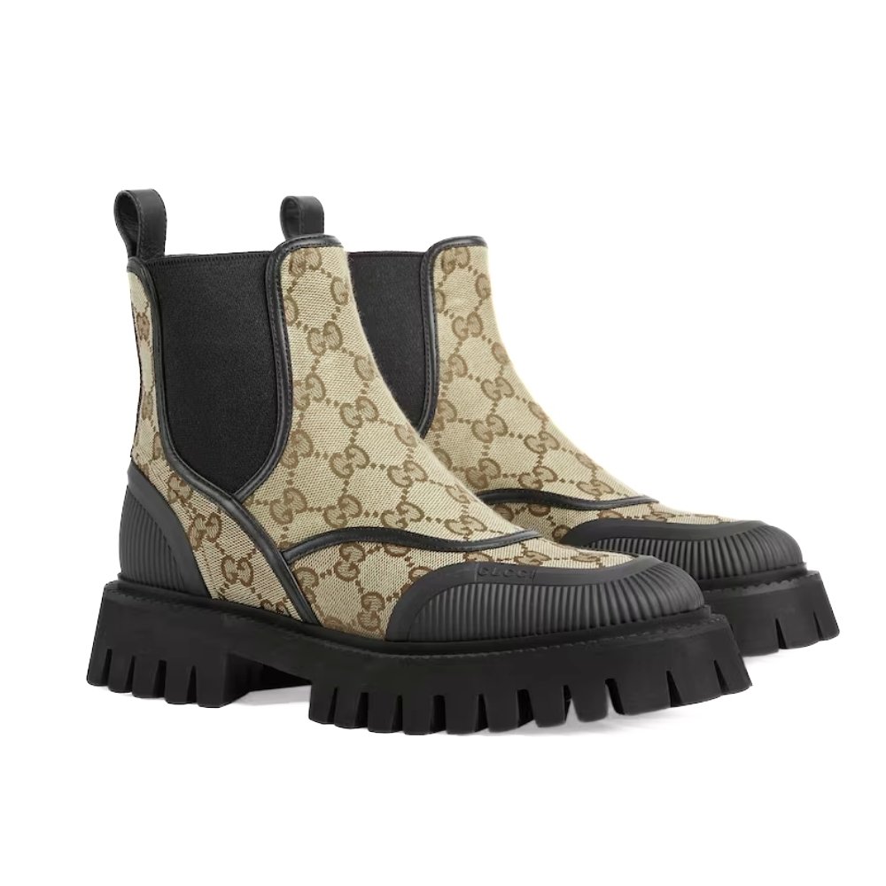 Gvc*1 Gg Canvas Ankle Boot Beige 751711 Fabsq 9751