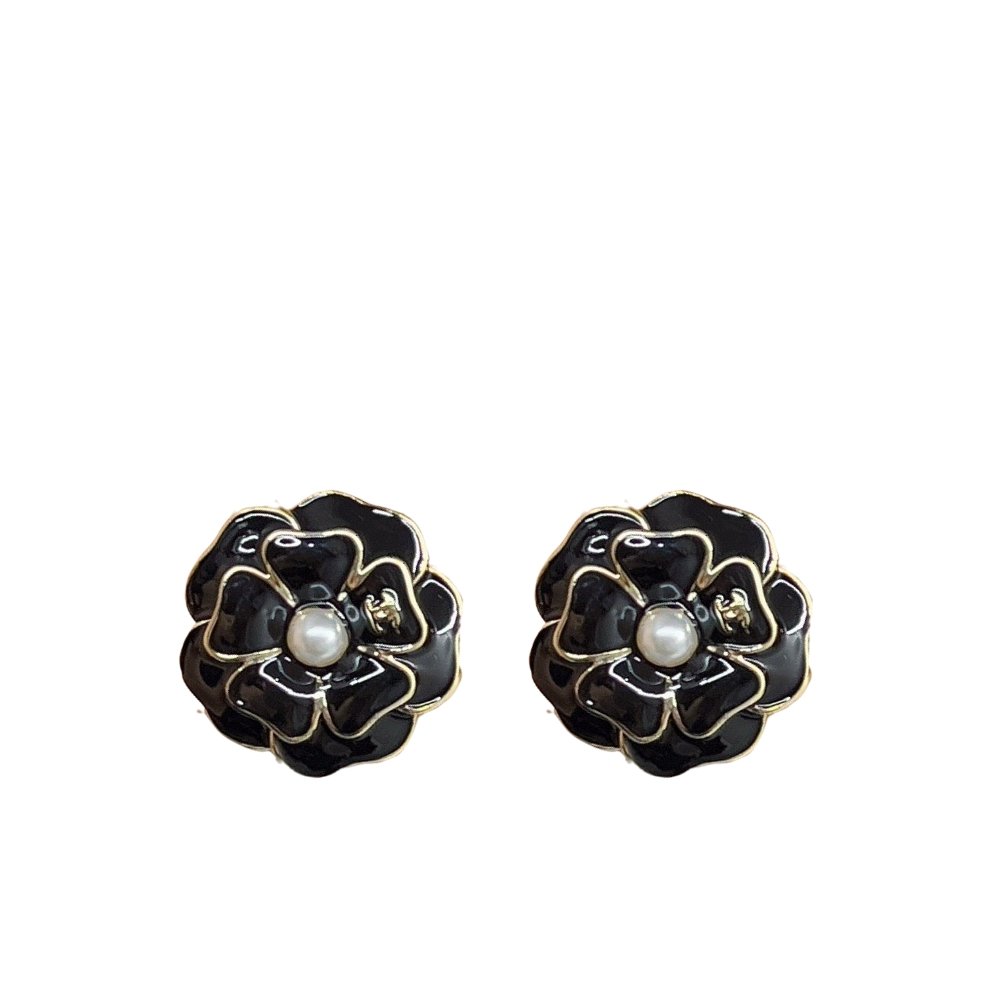 Ch**el Camellia Earrings Black