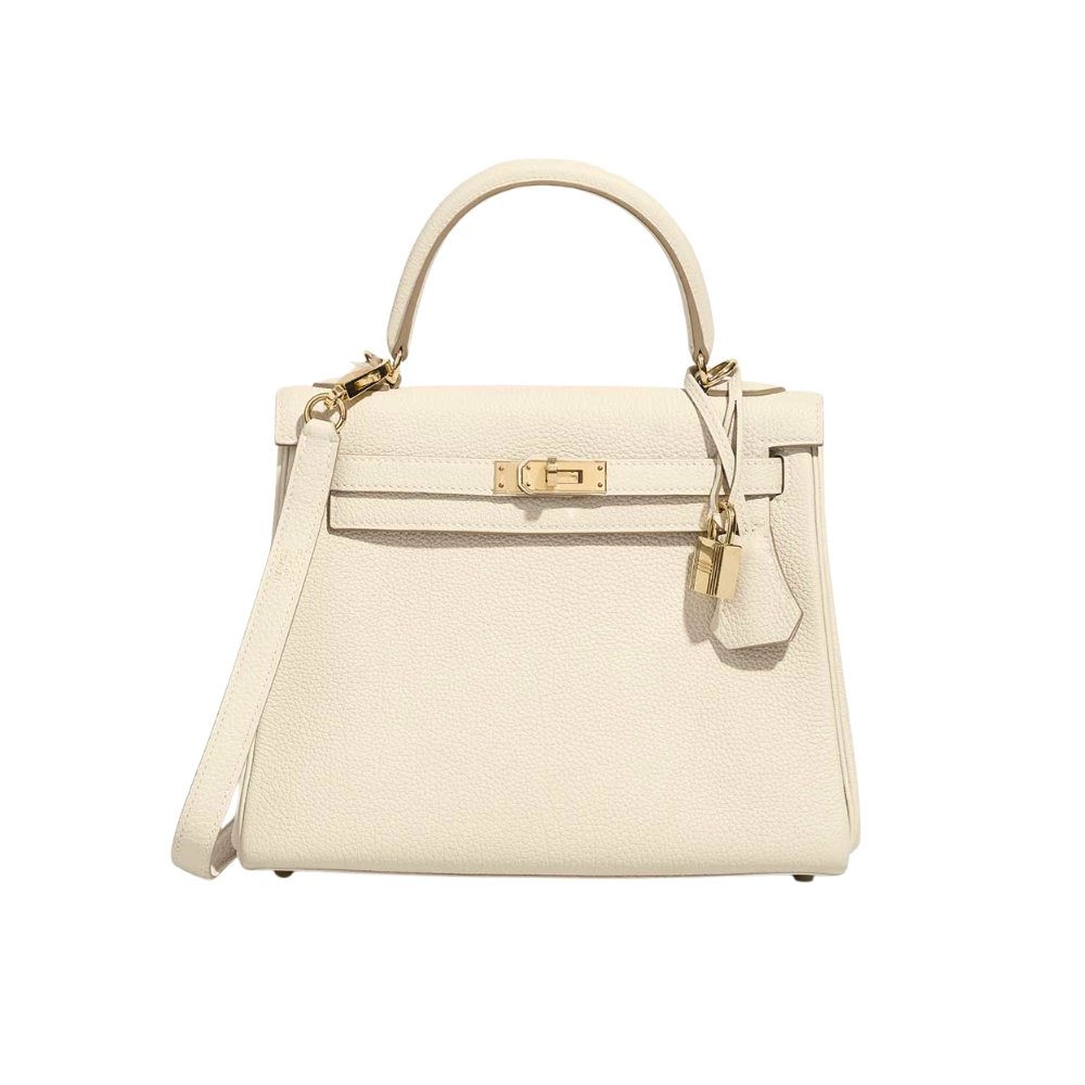 H**me5 Mini Kelly Bag Epsom White Gold Hardware 20Cm