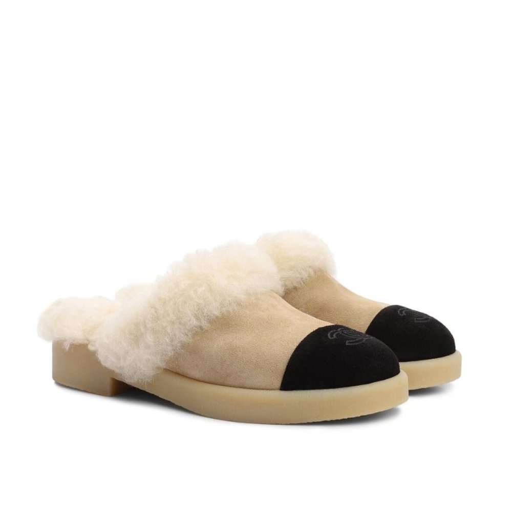Ch**el Suede Mules Beige G45939 B17918 Nzo91