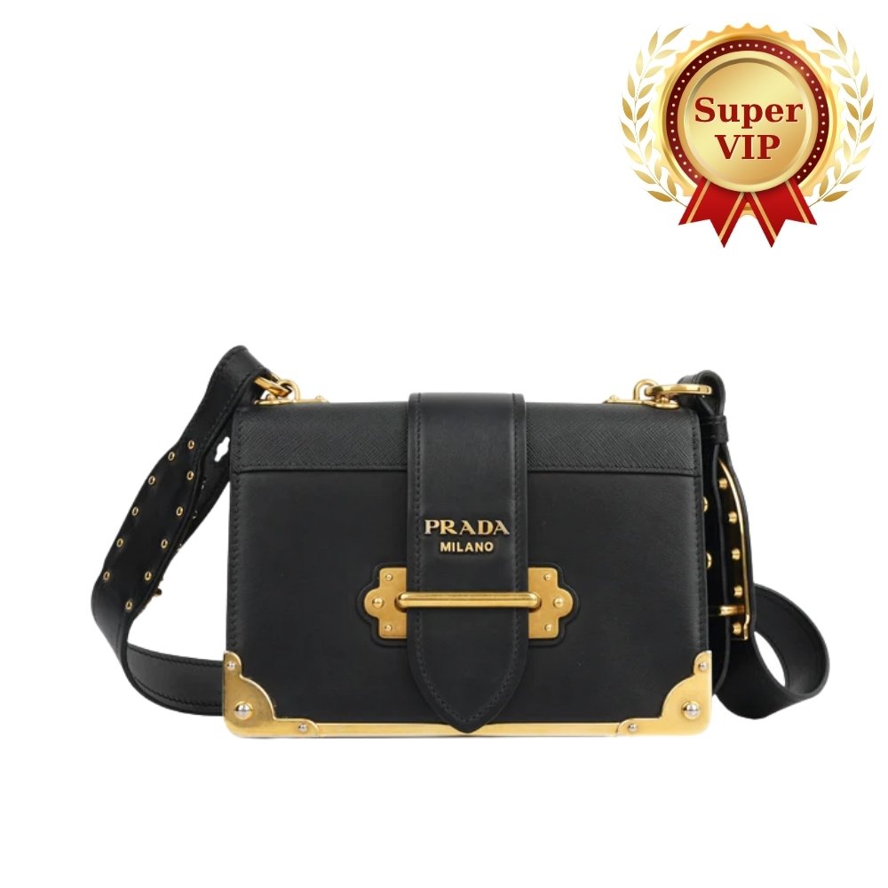 [S*per Vip 1:1] Pra*a Cahier Shoulder Bag Black 19Cm