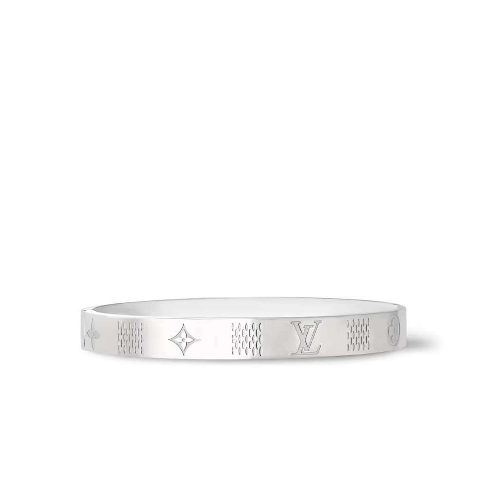 L0vis Vvtt0n Damier Staples Bangle Bracelet Silver M1387L