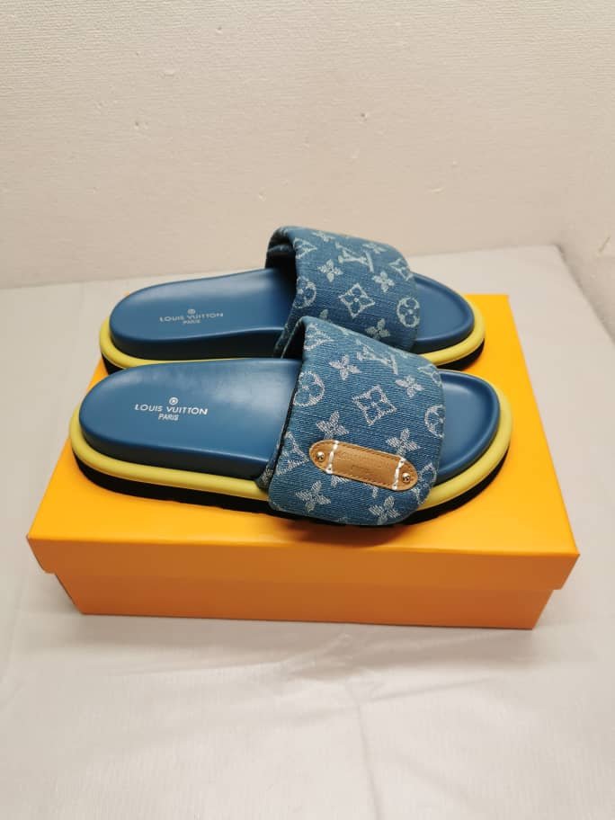 L0vis Vvtt0n Pool Pillow Flat Comfort Mules Blue 1Acjvh