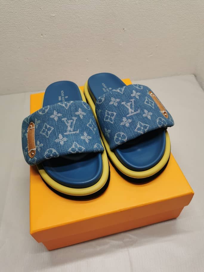 L0vis Vvtt0n Pool Pillow Flat Comfort Mules Blue 1Acjvh