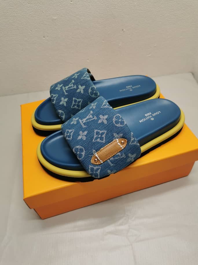 L0vis Vvtt0n Pool Pillow Flat Comfort Mules Blue 1Acjvh