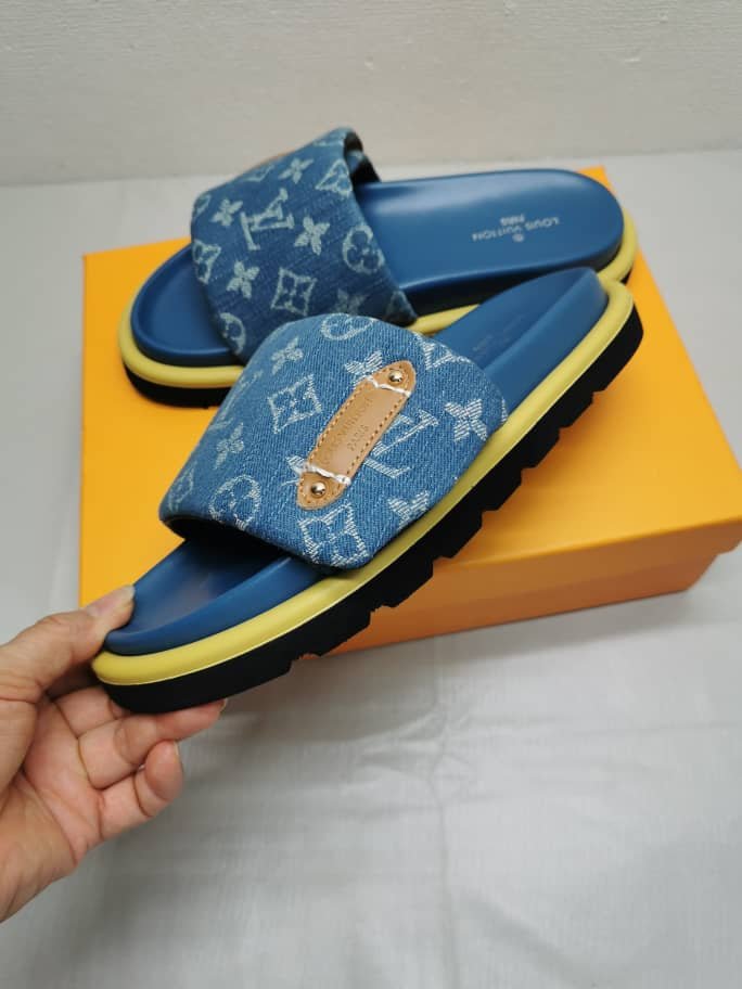 L0vis Vvtt0n Pool Pillow Flat Comfort Mules Blue 1Acjvh